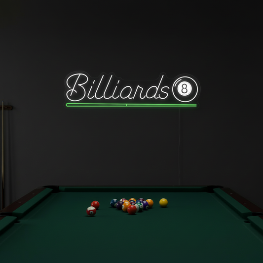 Billiards 8 Ball and Pool Cue LED Neon Sign