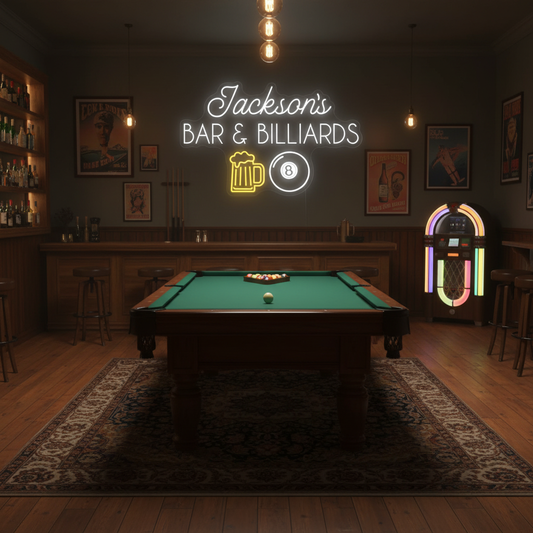 Personalized Bar and Billiards LED Neon Sign