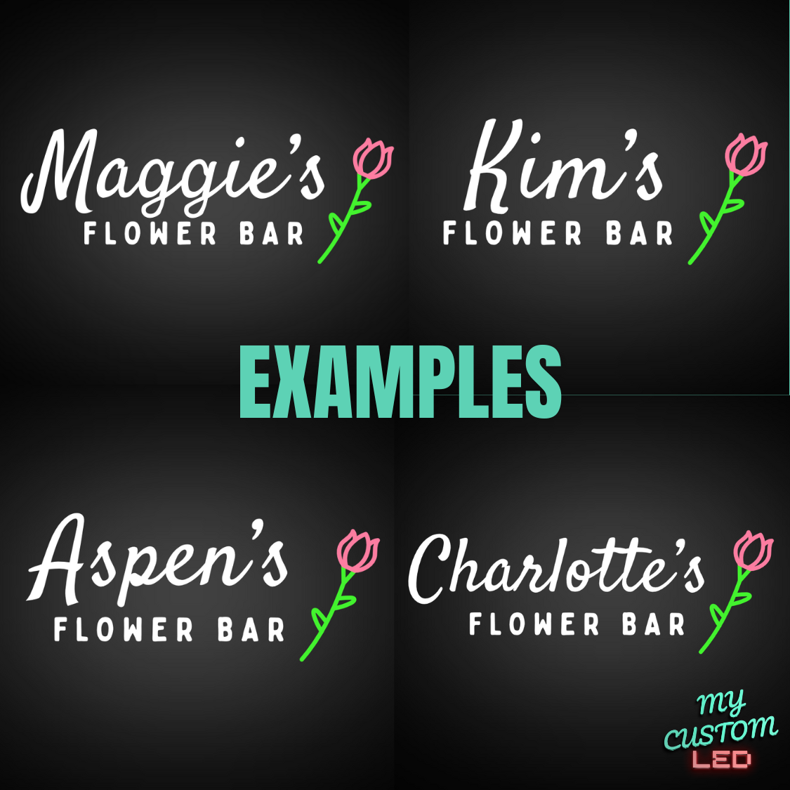 Flower Bar Name LED Neon Sign for Bridal Shower