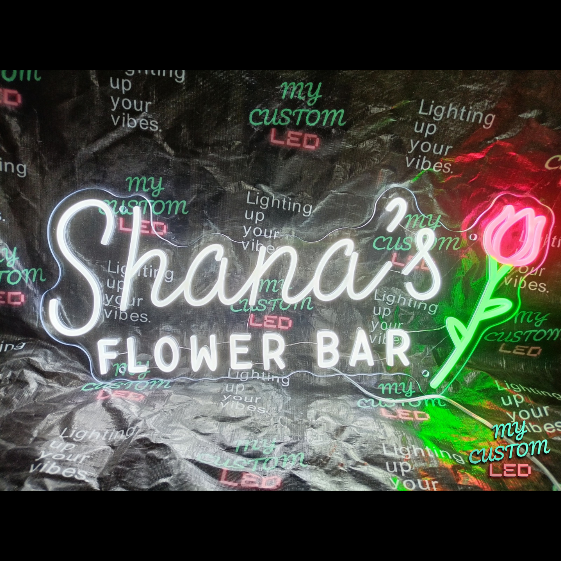 Flower Bar Name LED Neon Sign for Bridal Shower