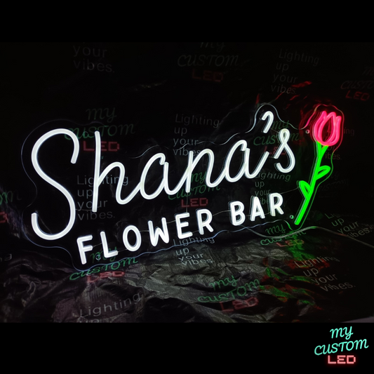 Flower Bar Name LED Neon Sign for Bridal Shower