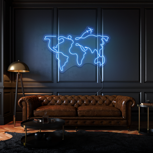 World Map LED Neon Sign