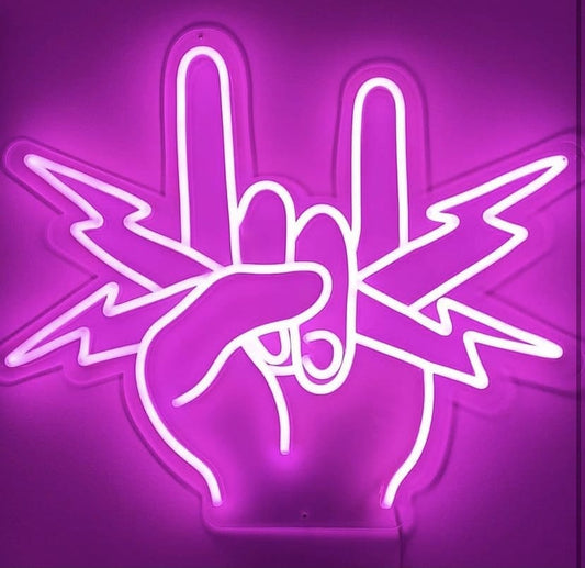 Rock hand LED Sign
