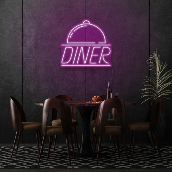 Diner On Silver Plates LED Sign
