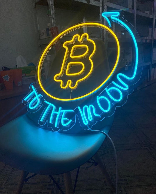 Bitcoin To The Moon Neon LED Sign